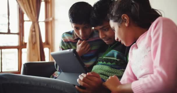 Group Happy Indian Children Tablet Computer — Vídeos de Stock