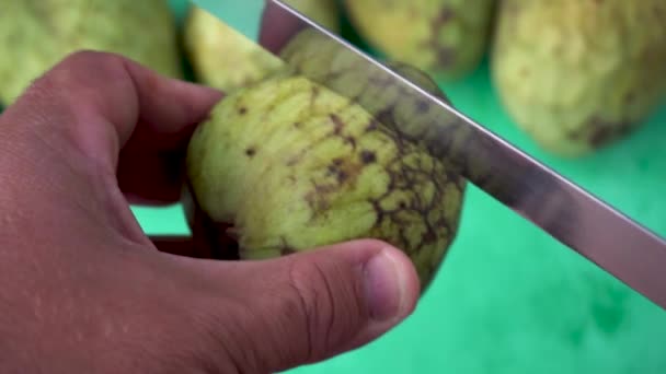 Close View Hand Cut Fresh Fruit — Stockvideo