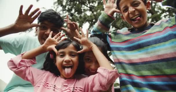 Group Happy Indian Children — Stock Video