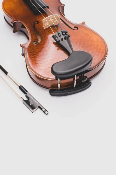 Como Italien Nov 2021 Ovanifrån Elegant Akustisk Violin Och Båge — Stockfoto