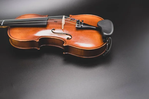 Top View Elegant Acoustic Violin Dark Background Copy Space — Foto Stock