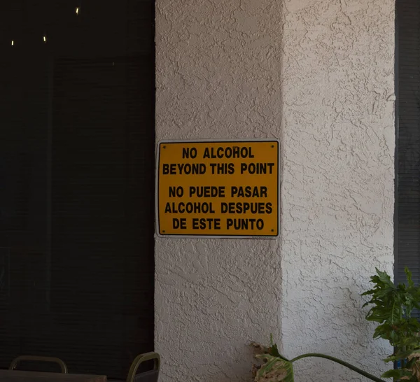 Shot Alcohol Point Sign Both English Spanish — Stockfoto