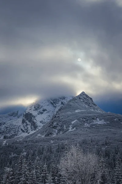 Breathtaking Scene High Tatra Mountains Cold Weather Snowing Poland — стокове фото