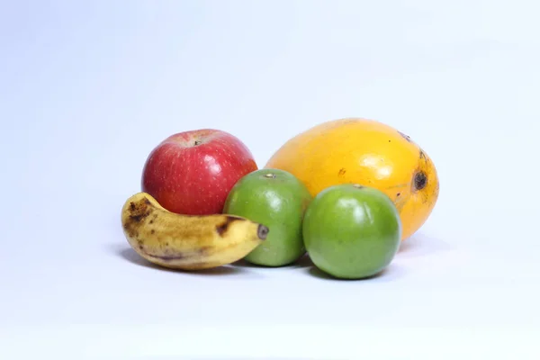 Citrus Limetta Banana Apple Mango Isolated White Background — Fotografia de Stock
