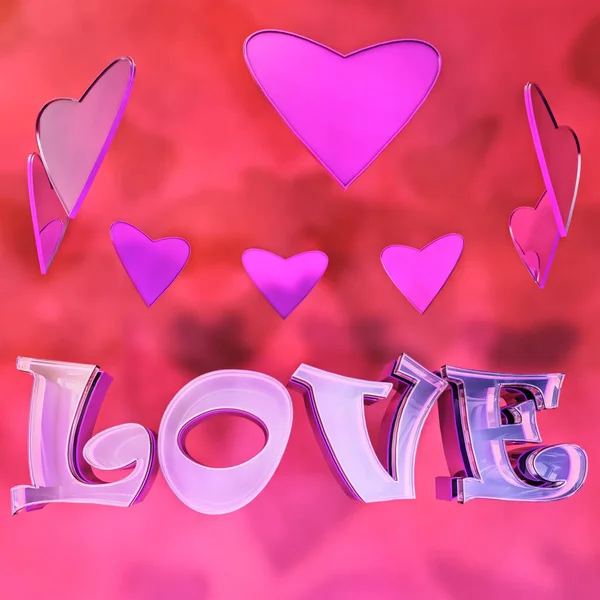 Rendering Romantic Design Word Love Eight Hearts Making Circle Isolated — Stock Photo, Image