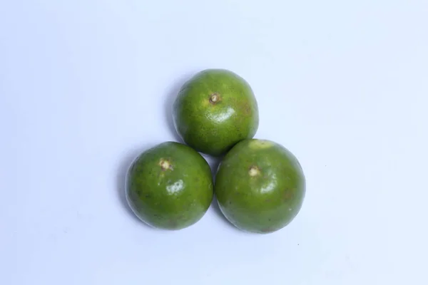 Three Citrus Limetta Isolated White Background — Φωτογραφία Αρχείου