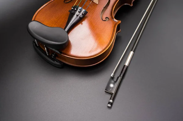 Como Itália Nov 2021 Vista Superior Violino Acústico Elegante Arco — Fotografia de Stock