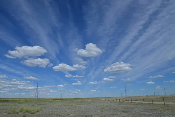 Beautiful View Blue Sky Clouds Canadian Prairies — Zdjęcie stockowe
