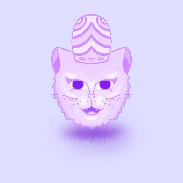 Three Dimensional Rendering Purple Cute Cartoon Ish Cat Head Hat — Stock Fotó