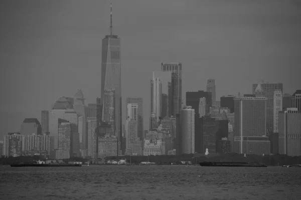 Grayscale Shot New York Cityscape — Fotografia de Stock