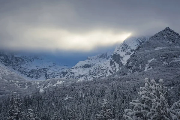 Breathtaking Scene High Tatra Mountains Cold Weather Snowing Poland — Stock Fotó