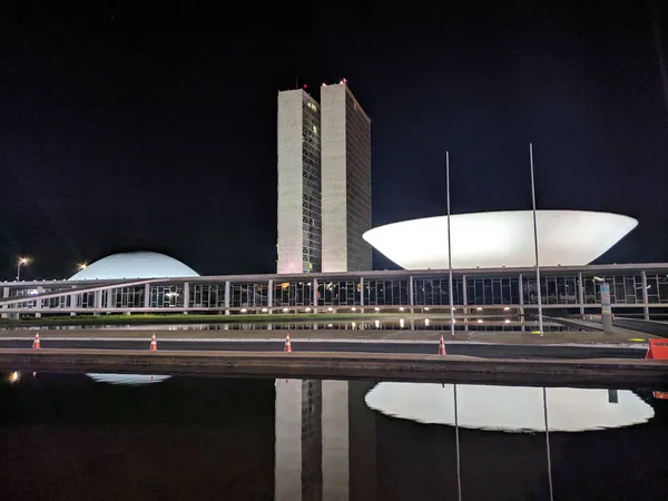 Brasi Brazil Jan 2019 Nasjonalkongressbygningen Esplanada Dos Ministerios Brasilia Natten – stockfoto