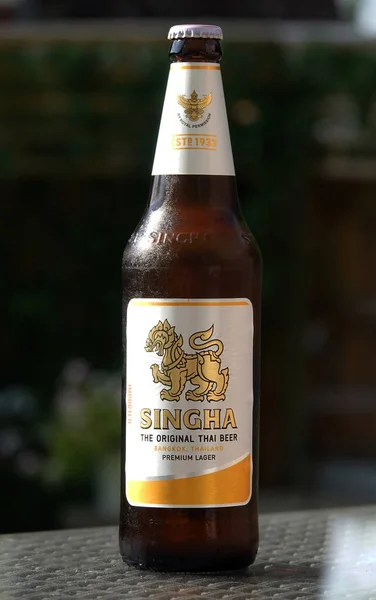 Billericay United Kingdom Aug 2021 Unopened Bottle Ice Cold Singha — Stock Photo, Image