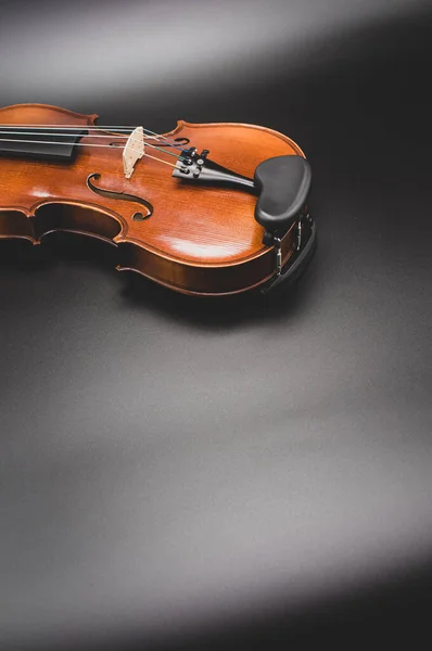 Top View Elegant Acoustic Violin Dark Background Copy Space — стоковое фото