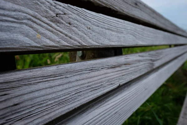 Close Weathered Wood Bench Backrest — Stock Fotó