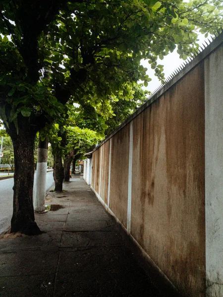 Тротуарна Тротуарна Плитка Вздовж Кам Яних Стін — стокове фото