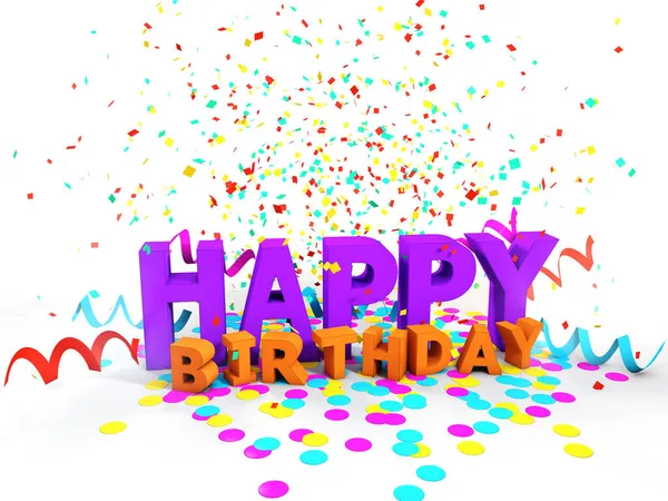 Rendering Phrase Happy Birthday Decorations Isolated White Background — Stock Photo, Image