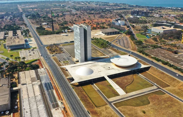 Brasilia Brazil Srpna 2019 Letecký Pohled Národní Kongres Brazilské Budovy — Stock fotografie