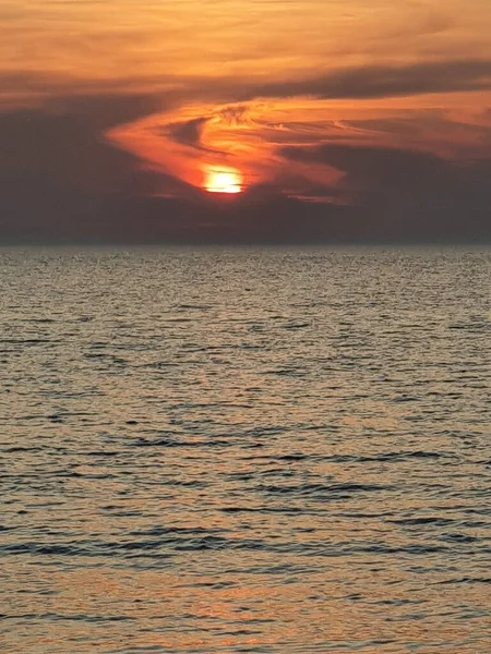 Beautiful View Sunset Calm Sea Netherlands — стоковое фото