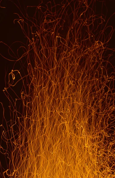 Vertical Shot Sparks Campfire Night — Stockfoto