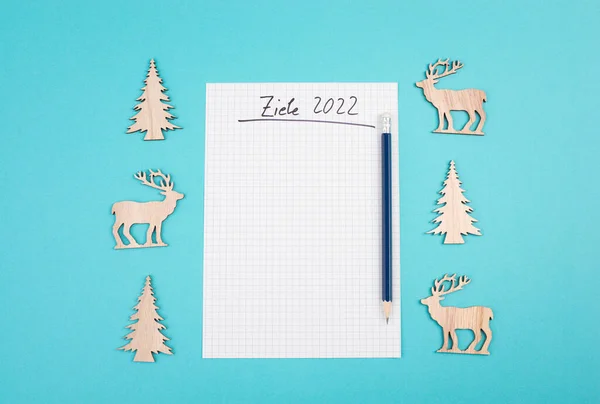 Cíle 2022 Prázdný Papír Vánoční Čas Plány Nový Rok Kopírovací — Stock fotografie