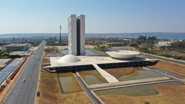 Brasilia Brazil Aug 2019 Légi Kilátás Nemzeti Kongresszus Épülete Található — Stock Fotó