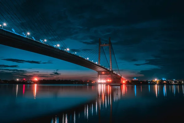 Una Vista Panoramica Vidyasagar Setu Toll Bridge Bellissimo Tramonto — Foto Stock