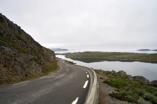 Empty Road Nordkapp Norway Cloudy Sky — Stockfoto