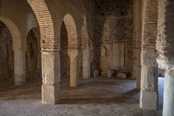 Εσωτερικές Κολώνες Του Διάσημου Παλαιού Ιστορικού Almonaster Real Τζαμί Στην — Φωτογραφία Αρχείου