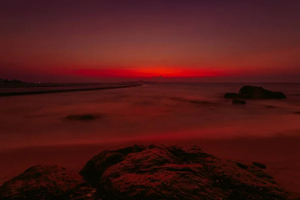 Ein Wunderschönes Meer Dramatischen Sonnenuntergang — Stockfoto