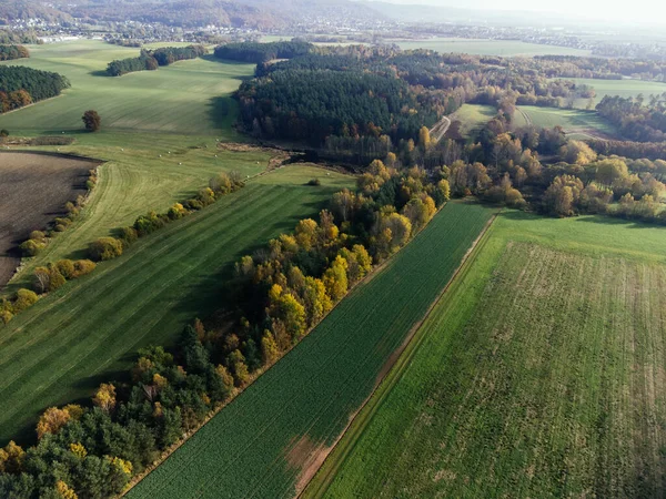 Αεροφωτογραφία Του Απέραντου Αγροτικού Πεδίου Στο Κόμπουργκ Της Βαυαρίας Γερμανία — Φωτογραφία Αρχείου
