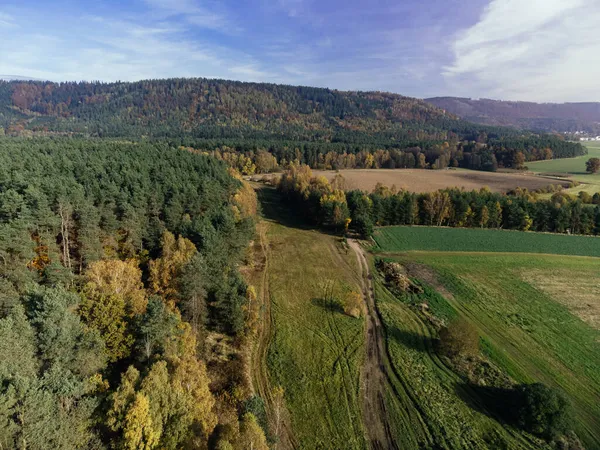 Letecký Pohled Rozlehlé Zemědělské Pole Coburgu Bavorsko Německo — Stock fotografie