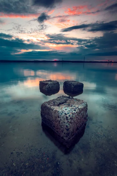 Dramatik Günbatımında Güzel Bir Deniz — Stok fotoğraf