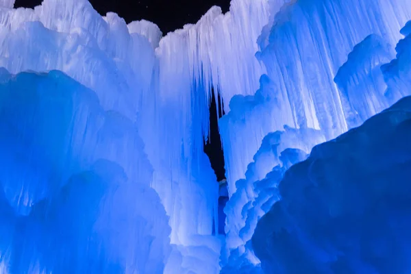 Beautiful View Mysterious Ice Castle Night Utah Usa — стоковое фото