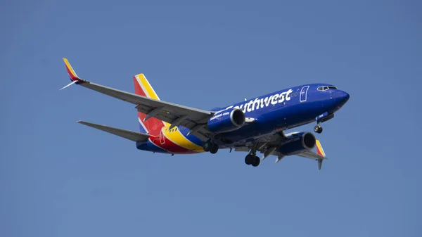 Chicago Spojené Státy Října 2021 Letadlo Southwest Airlines Připravuje Přistání — Stock fotografie