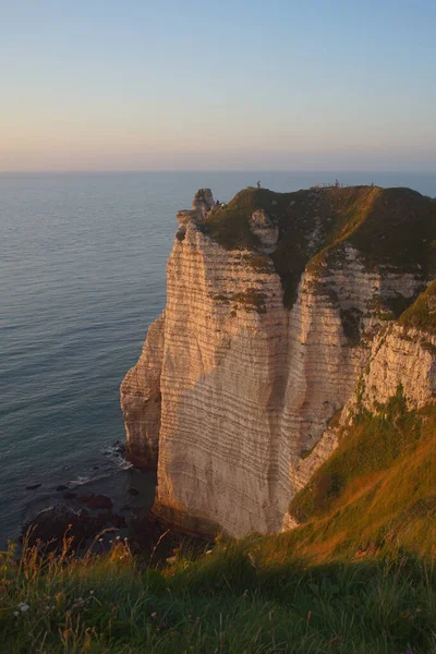 Beautiful View Cliffs Etretat Normandy France Sunset Summer — Stock Photo, Image