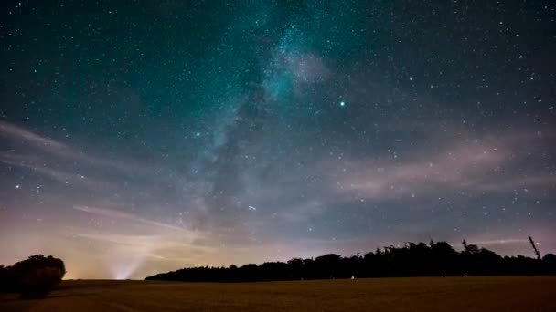 Beau Ciel Nocturne Avec Étoiles Nuages — Video