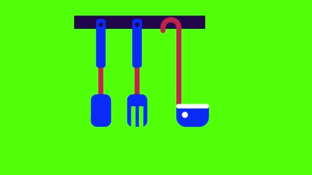 Kitchen Utensils Icon Illustration — Stockvideo