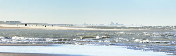 Skyline Katwijk Hague Seen Noordwijk Beach Sunny Windy Day Autumn — Photo