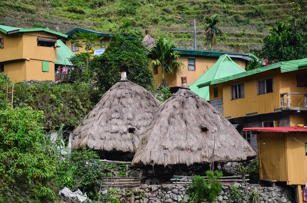 Una Vista Panorámica Pequeñas Casas Madera Pueblo Batad Luzón Filipinas —  Fotos de Stock