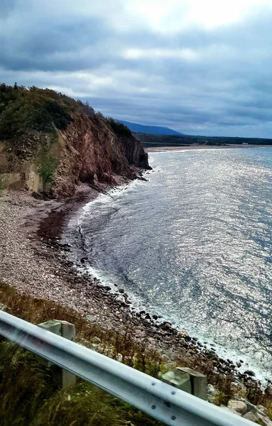 Tiro Vertical Cabot Trail Durante Outono Cabo Breton Nova Escócia — Fotografia de Stock