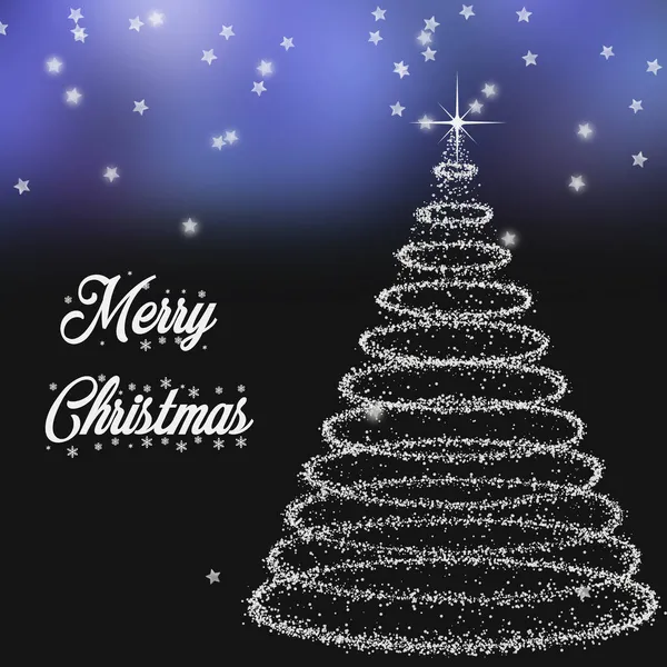 Ağaçlı Bir Noel Kartpostalının Dikey Görüntüsü Koyu Yıldızlı Arka Planda — Stok fotoğraf
