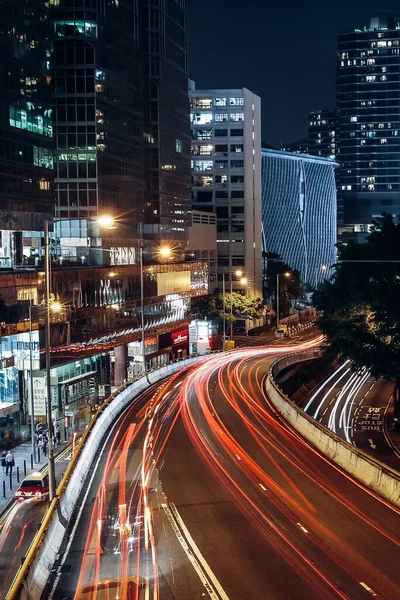 Una Hermosa Vista Del Paisaje Urbano Hong Kong Por Noche — Foto de Stock