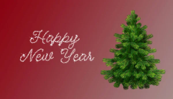 Eine Darstellung Einer Weihnachtspostkarte Mit Baum Und Wünschen Auf Rotem — Stockfoto
