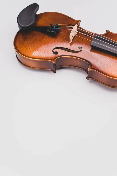 Como Italien Nov 2021 Ovanifrån Elegant Akustisk Violin Vit Bakgrund — Stockfoto