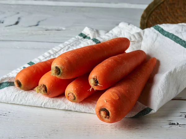 Several Fresh Carrots Table — Stok Foto