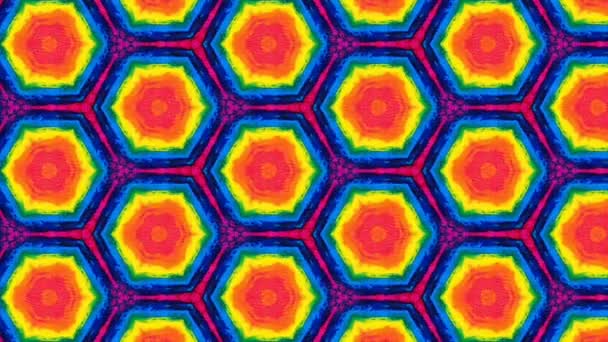 Elvont Színes Hipnotikus Szimmetrikus Minta Díszítő Kaleidoszkóp Mozgás Geometriai Kör — Stock videók