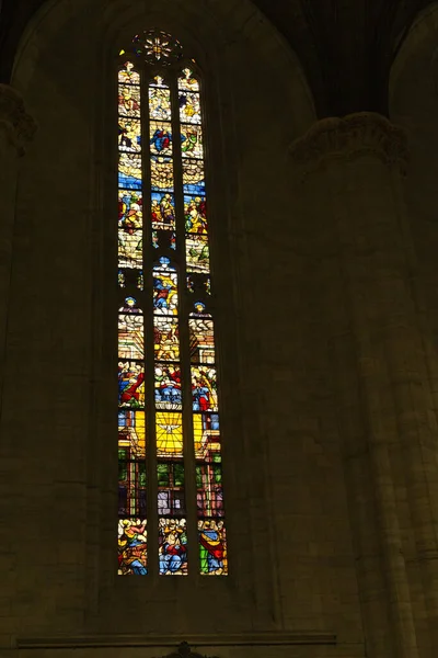 Mmilão Itália Setembro 2019 Vitral Único Bonito Catedral Milão Itália — Fotografia de Stock