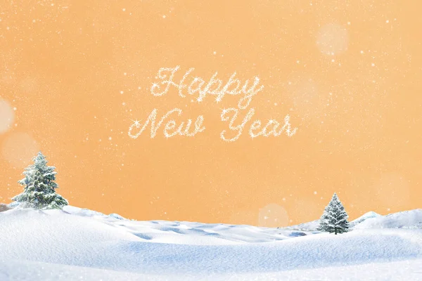 Uma Renderização Conceito Cartão Postal Natal Com Desejos Abetos Nevados — Fotografia de Stock