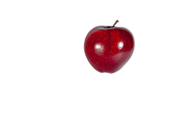 Eine Nahaufnahme Eines Roten Apfels Isoliert Auf Weißem Hintergrund — Stockfoto